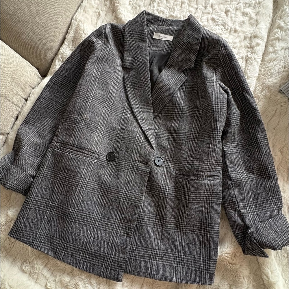 Gray Plaid Women's Blazer